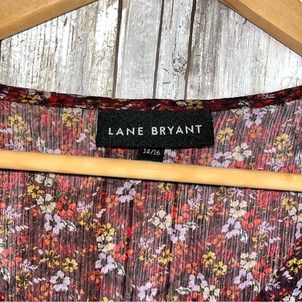 Lane Bryant Floral Chiffon Handkerchief Hem Button Front Boho Blouse 14/16 - Picture 9 of 9